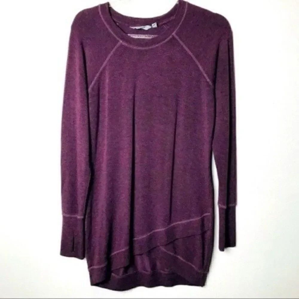 Athleta purple long tunic sweater size XS BoxP High low thumb hole